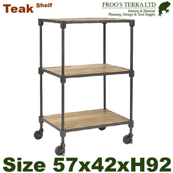 【法人宛限定商品】 RJチーク アイアンシェルフ（W57cmxD42cmxH92cm） 花台 什器 ...