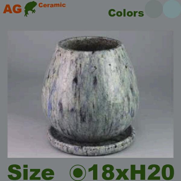 ハイドエッグ M(直径18cm×H20cm）（底穴あり/受皿付）セラミック 最高級 植木鉢