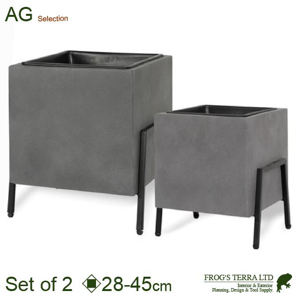 ミラノプランター ロー SLセット（S:ロ28cm×H35cm/L:ロ45cm×H56cm）プラ落と...