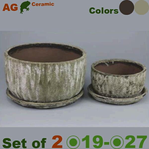 スポッツボウル SLセット(S直径19cm×H11cm/L直径27cm×H16cm）（底穴あり/受皿...