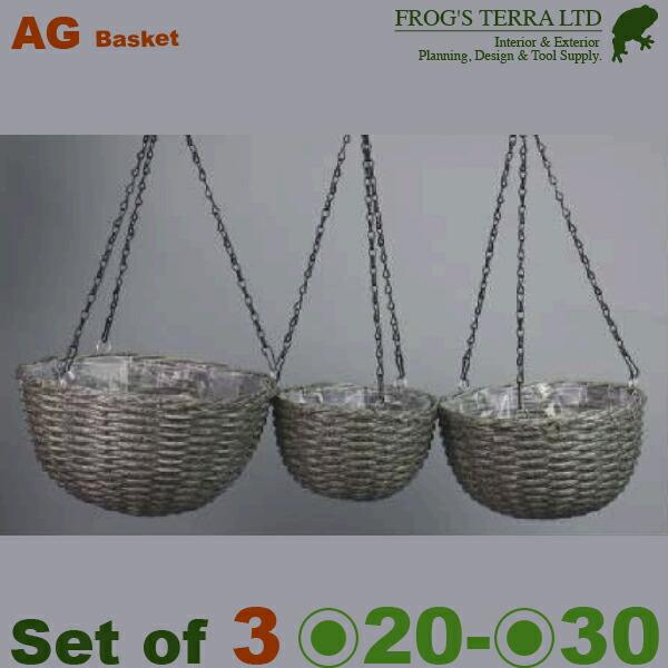 ハンギング ラウンド SMLセット（S:直径20cm×H13+55cm/M:直径25cm×H14+5...