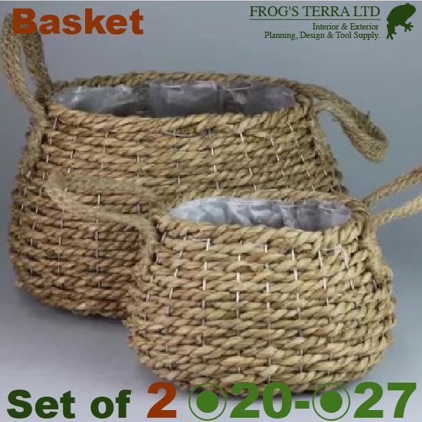 ストロー オーバル バスケット SLセット（S:W20cm×D14cmxH13cm/L:W27cm×...