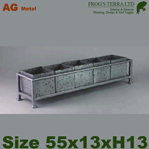 ブリキ 5 ポット（W55cmxD13cm×H13cm）（底穴なし）  鉢 ディスプレイ オフィス ...