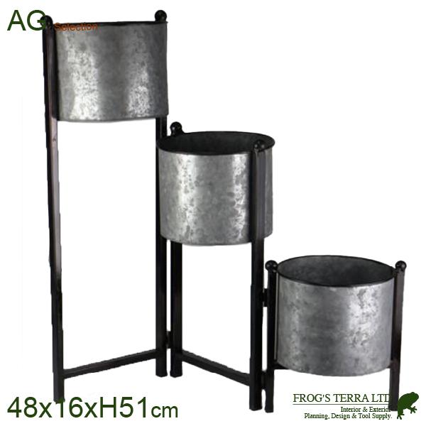 ブリキ テラスポット（W48cmxD16cm×H51.5cm）（底穴なし）  鉢 ディスプレイ オフ...