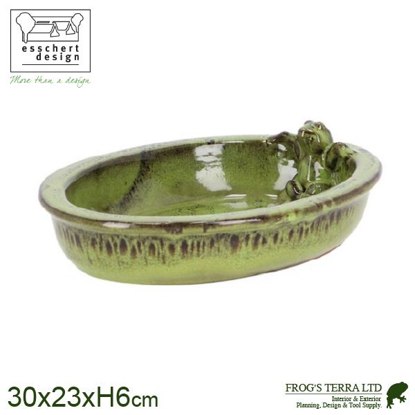 AG-FB669 バードバス オーバル レイジーフロッグ（W30cm×L23cmxH6(9)cm）陶...
