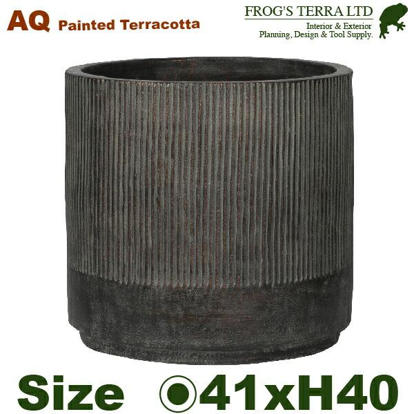 AQ ラインドシリンダー L（直径41cm×H40cm）（底穴あり 土もの 陶器鉢 テラコッタ プラ...