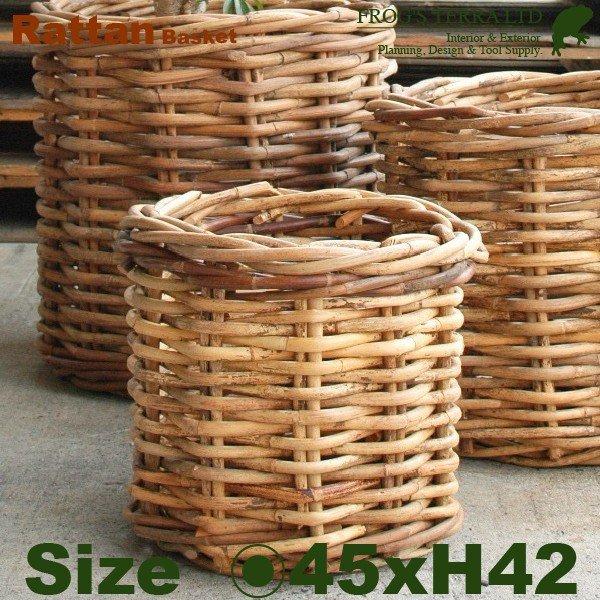 Rattan Basket  S  B1280（直径45cm×H42cm）（底穴なし）（ラタン/藤）...