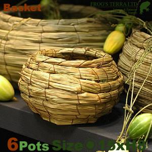 Basket・S・６個セット・B9227（直径15cm×H8cm）（底穴なし）（植物素材）（植木鉢/鉢カバー）（プランター/園芸/寄せ植え/ポット）｜frog