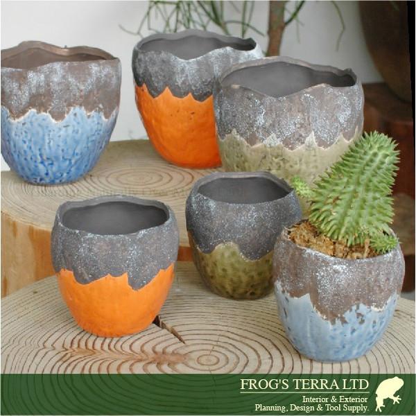 ハーフカラーS・６個セット・C3328（直径8.5cm×H8cm）（底穴なし）（陶器製）（植木鉢/鉢...