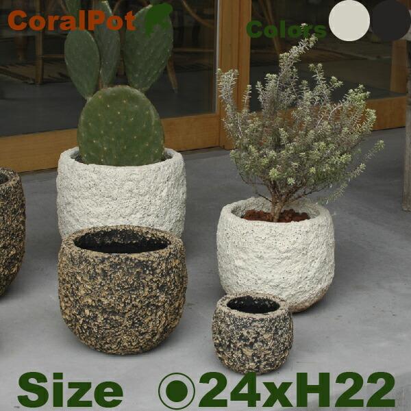 コーラル 24 Coral（直径24cm×H22cm）（底穴あり）（陶器鉢 テラコッタ プランター ...