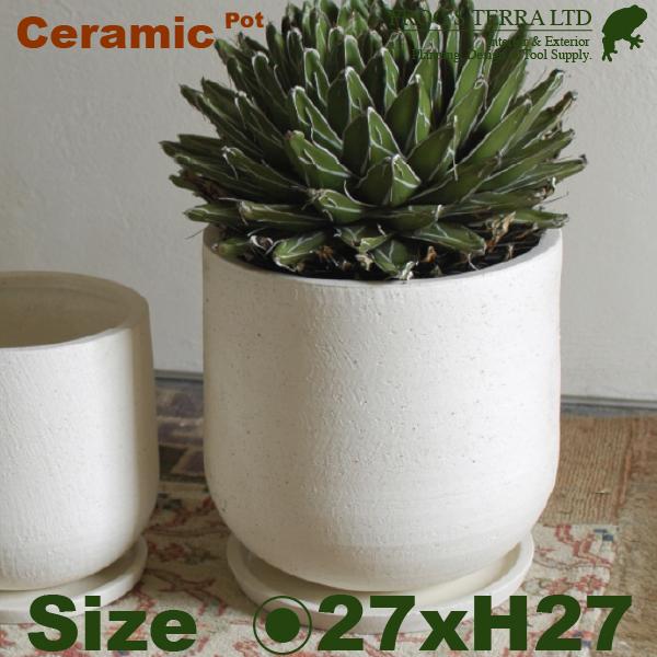 Stone Ware Ceramic C2312（直径27cm×H27cm）（底穴あり/受皿付）（陶...