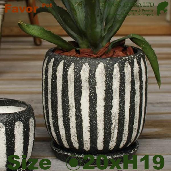 Favor pot C8312（直径20cm×H19cm）（底穴あり/受皿付）（陶器製）（プランター...