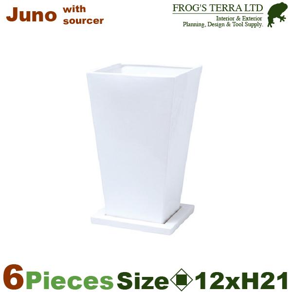 ジュノー MS 白 Wh 同サイズ6個セット（ロ12.5cm×H21.5cm）（底穴有/受皿付）（陶...