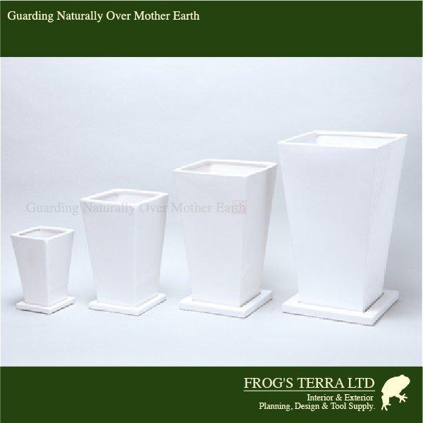 ジュノー白/ココアS・CB-26Wh/Co・角鉢Sサイズ穴有/受皿付8個セット（ロ9cm×H15cm...