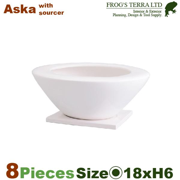 あすか S 白 CB42-1SWh（直径18cm×H6.8cm）（穴有/受皿付8個セット）（底穴有）...