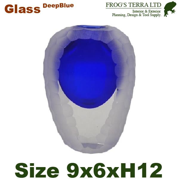 ロシェカットハイ 瑠璃（W9cm×D6cm×H12cm）（底穴なし）（鉄製 花器 ガラス）