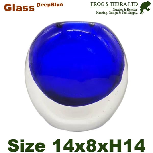 ロシェシンボウル 瑠璃（W14cm×D8cm×H14cm）（底穴なし）（鉄製 花器 ガラス）