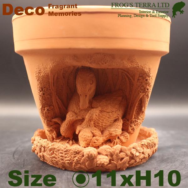 直輸入英国製デコレートポット ダック（カモ）受皿付（直径11.5cm×H10.5cm）（底穴あり）（...