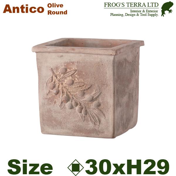 オリーブ スクエア アンティコ 30（口30cm×H29cm）（底穴あり）（陶器鉢/テラコッタ）（プ...