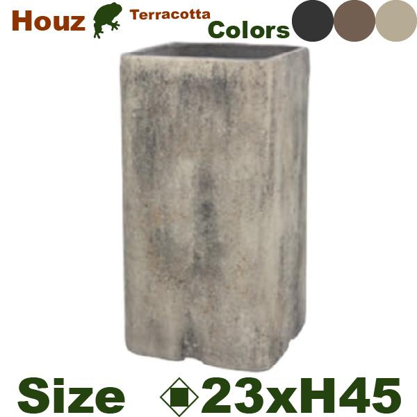 Houz ハウズ トールスクエア 23（口23cm×H45cm）（底穴あり）（6号可）（素焼製）