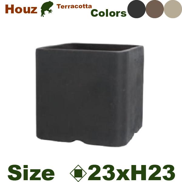 GP Houz ハウズ スクエア 23（口23cm×H23cm）（底穴あり）（6号可）（素焼製）