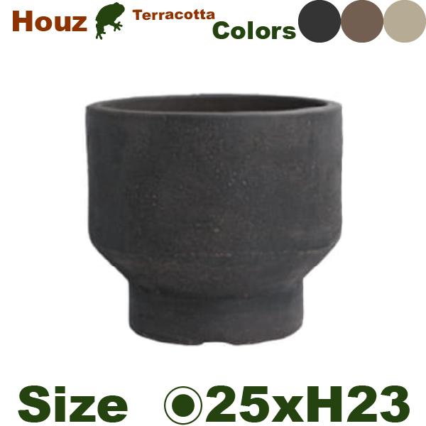Houz ハウズ ラウンド 25（直径25cm×H23cm）（底穴あり）（6号可）（素焼製）