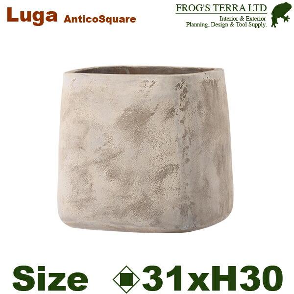 LUGA ルーガ アンティコ スクエア 31（口31cm×H30cm）（底穴あり）（陶器鉢 テラコッ...