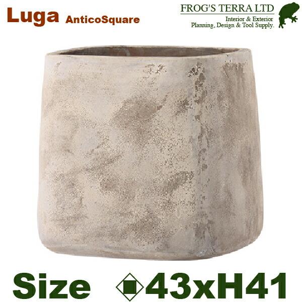 LUGA ルーガ アンティコ スクエア 43（口43cm×H41cm）（底穴あり）（陶器鉢 テラコッ...