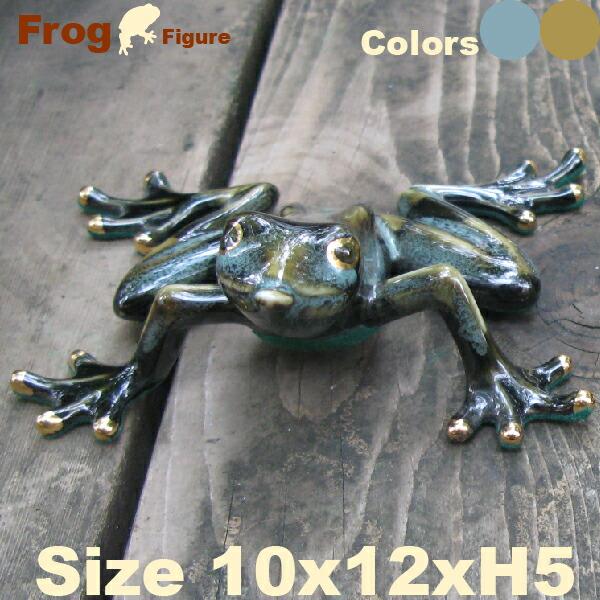陶製　カエルの置物　直輸入品　Bタイプ　グリーンと黄緑系２種