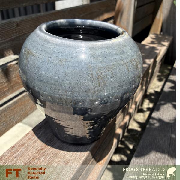 紺の花瓶 S （直径16cm×H17cm）（底穴なし）  鉢カバー 花器 ディスプレイ Vase ツ...