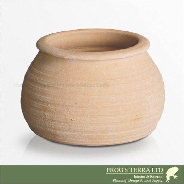 クレタ島  リガート（直径25cm×H15cm）（底穴あり）（ハンドメイド/ギリシャ テラコッタ プ...