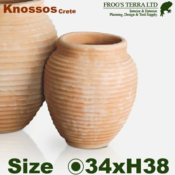 クレタ島  クノッソス  M（直径34cm×H38cm）（底穴あり）（ハンドメイド/ギリシャ）（テラ...