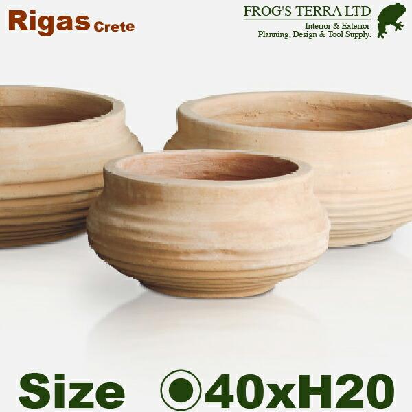 クレタ島  リガス  S（直径40cm×H20cm）（底穴あり）（ハンドメイド ギリシャ テラコッタ...
