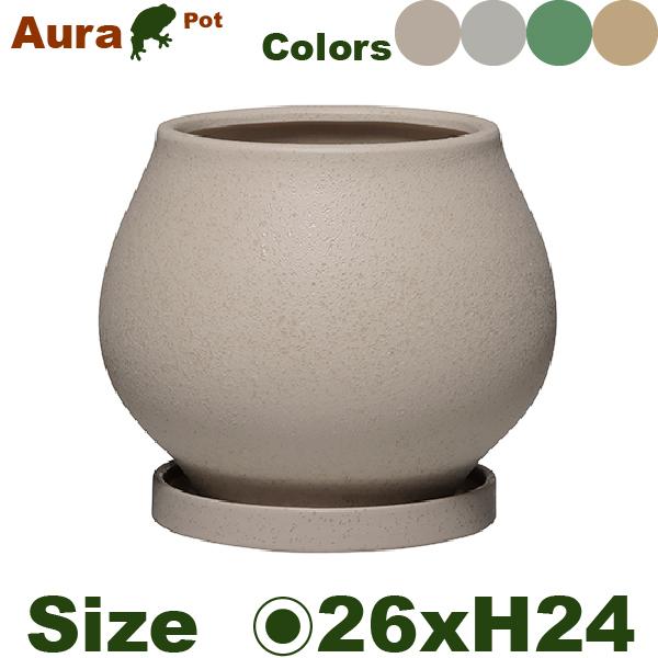 【屋外対応】GP オーラ Aura 27 （直径26cm×H24cm）（底穴あり/受皿付）（陶器製 ...