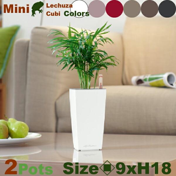 Mini Cubi ミニキュービ 2個セット(ロ9cm×H18cm）底面潅水 PP Lechuza ...