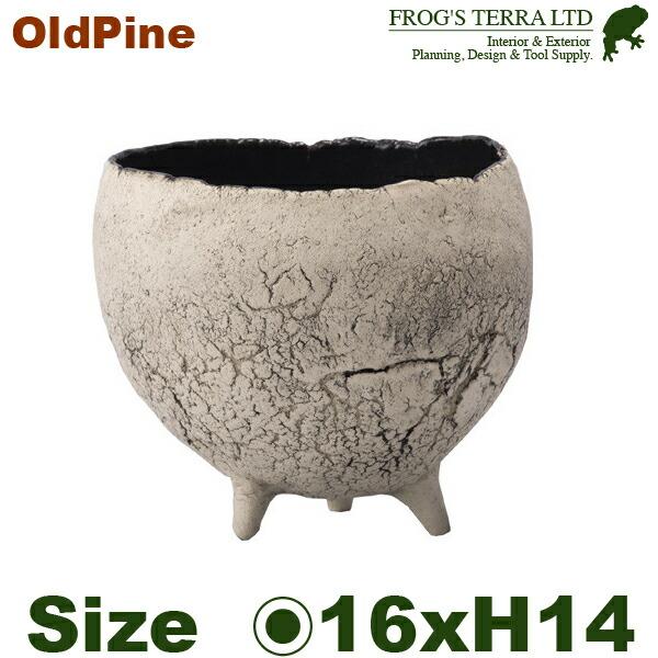 MJ 老松足付+受皿 L （直径16cm×H14cm）（底穴あり/受皿付） 土もの 陶器鉢 テラコッ...
