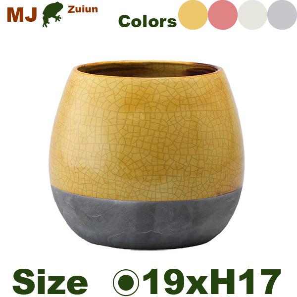 MJ 瑞雲（ずいうん）ふくら L（直径19cm×H17cm）（底穴あり ）土もの 陶器鉢 テラコッタ...