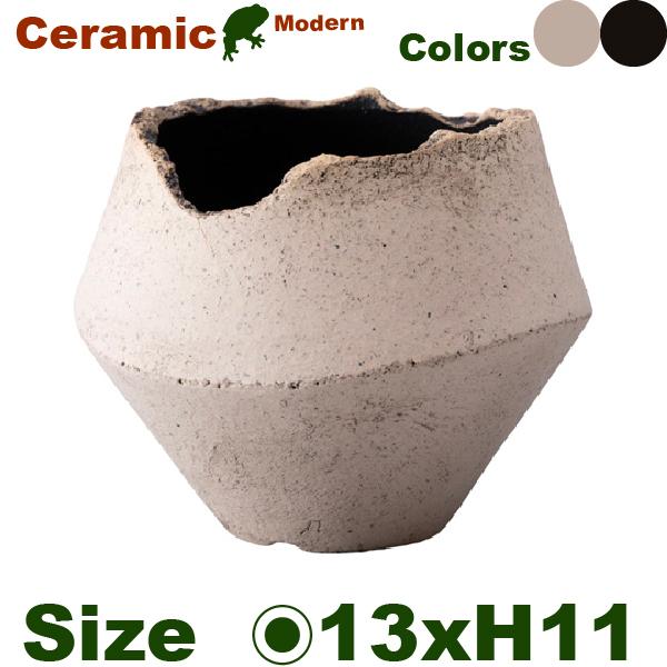 MJ 葛（かづら） 肩付（直径13cm×H11cm）（底穴あり ）作家もの 陶器鉢 テラコッタ プラ...