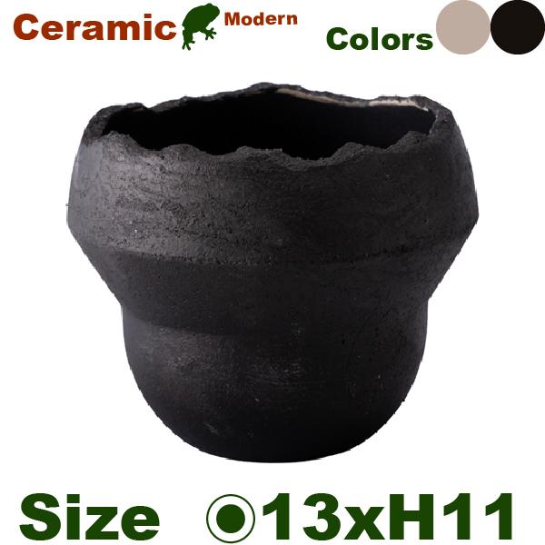 MJ 葛（かづら） ぶんりん（直径13cm×H11cm）（底穴あり ）作家もの 陶器鉢 テラコッタ ...