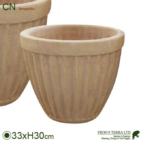 CN ラウンドストライプ  S（直径33cm×H30cm）（底穴あり）（素焼）
