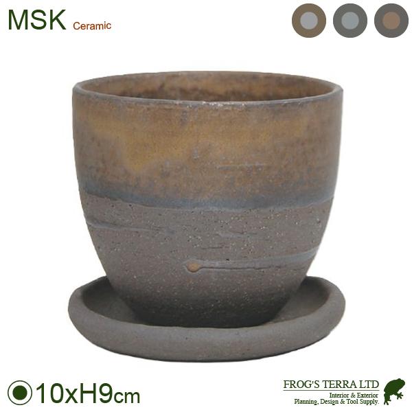MSK 丸深 3号（直径10cm×H9cm）（底穴あり/受皿付）（陶器製）（ろくろ）（美濃焼 日本製...