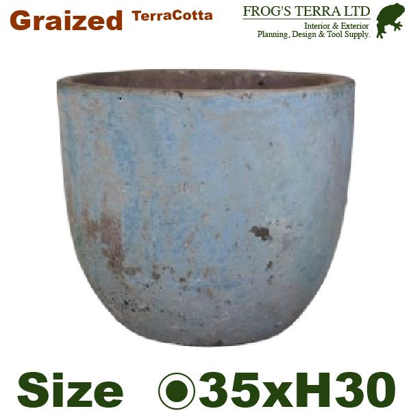 NP カラードラウンド  M（直径35cm×H30cm）（底穴あり 土もの 陶器鉢 プランター 園芸...