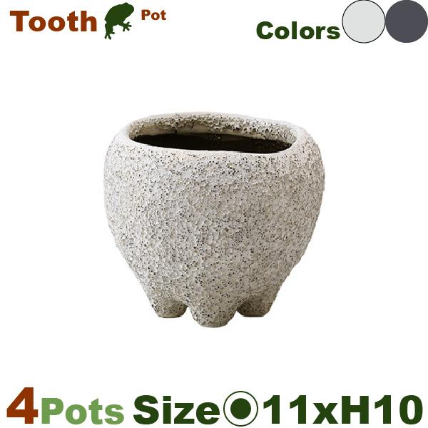 MM Tooth Pot S 同色4個セット（直径11.5cm×H10cm）（底穴あり）（陶器製）（...