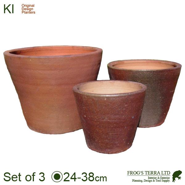 【屋外対応】KI 真焼 反中深鉢 3個セット S/M/L（S:直径24cm×H20cm/M:直径30...