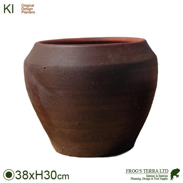 真焼 丸つぼみ鉢 TD-437L 大（直径38cm×H30cm）（底穴あり）（料亭/侘び/さび/モダ...