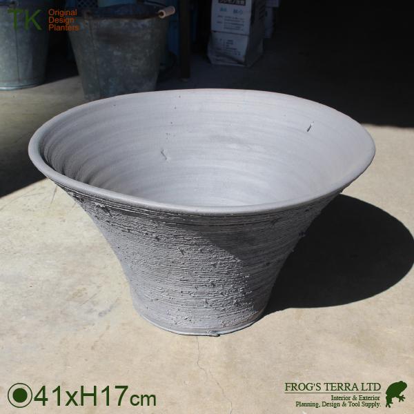 燻黒 陣笠睡蓮鉢 水鉢 13号（直径41cm×H17cm）（底穴なし）（素焼製）（金魚/めだか）