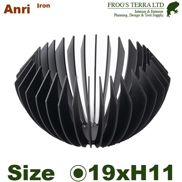 アンリ ディープ ベース TM-001Bk（直径19cm×H11cm）（底穴なし）（鉄製 花器）