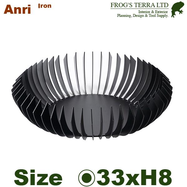 アンリ シン ベース TM-002Bk（直径33cm×H8.5cm）（底穴なし）（鉄製 花器）