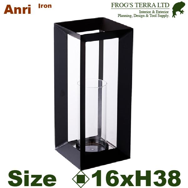 アンリ キャンドル ハイ TM-007Bk（口16cm×H38cm）（底穴なし）（鉄製 花器 ガラス...
