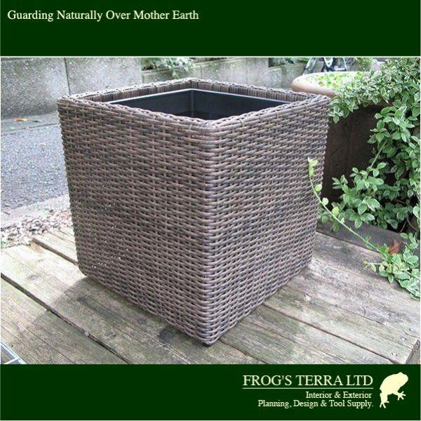 ウィッカーポット・キューブ・M・WP-003WC41E・インナーポット付・ウィーブンポット（ロ41c...